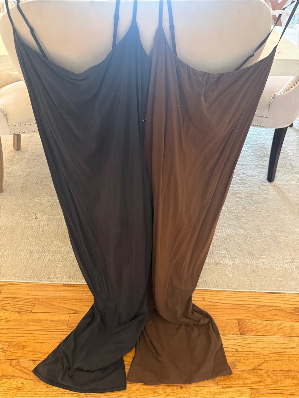 SKIMS Slip Dress Duo in Black and Brown